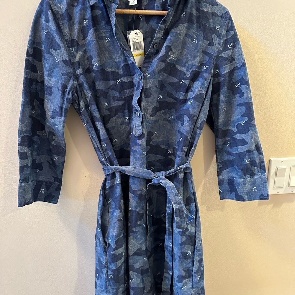 NWT Nautica Camo Anchor Shirt Dress - Picture 2 of 7